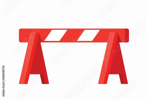 A simplified, cartoonish graphic of a red and white barricade, often used for road or construction areas