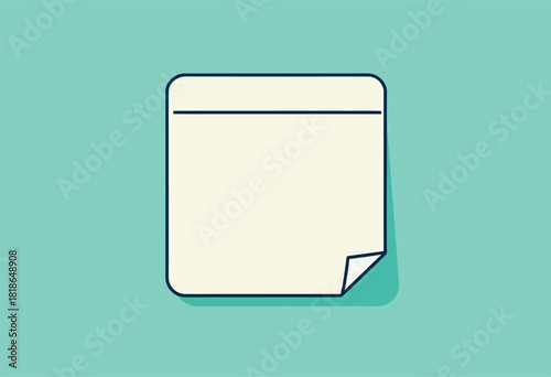 A simple, flat illustration of a square notepad with a curled corner and a horizontal line