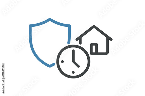 Symbol representing residential property safety, time duration, and financial security coverage
