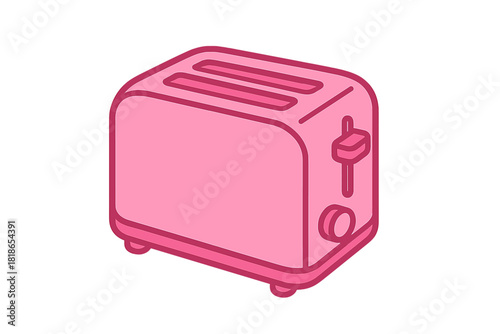 Bright pink retro style electric toaster appliance for making breakfast toast