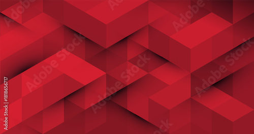 Red geometric abstract background. Triangles and Cubes Pattern. Modern Graphic Design BG for banner, flyer, card, cover, or brochure