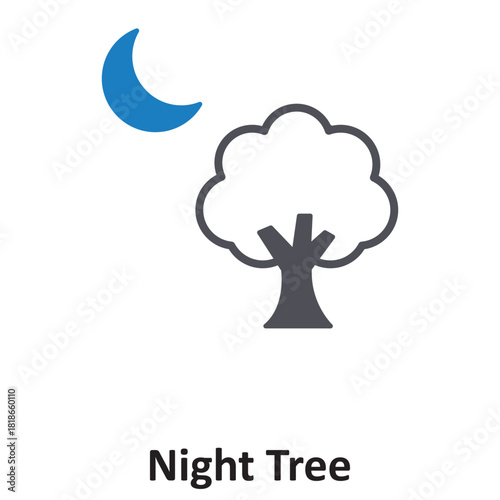 Night Tree Vector icon which can easily modify or edit