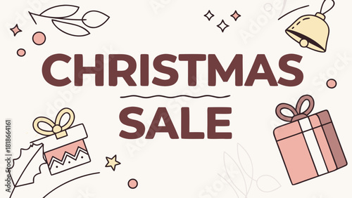 Christmas sale banner with gift boxes