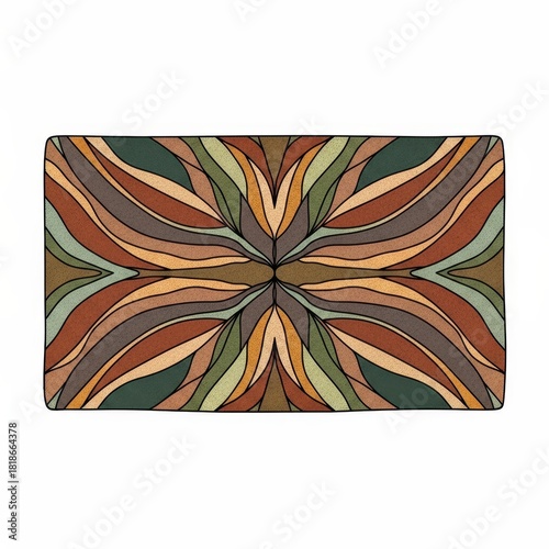 Decorative doormat with abstract swirl pattern in earthy colors  