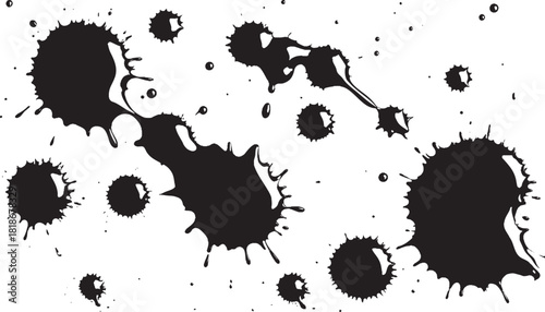 Black ink splashes vector illustration.