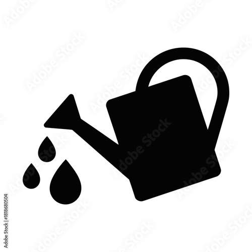 watering can icon with water droplets glyph icon
