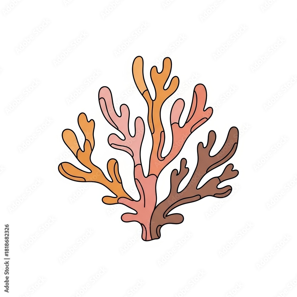Obraz premium Colorful coral reef illustration with organic shapes and textures 