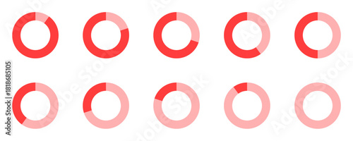 Circular Progress Icons Set,Loading Bar Percentage Indicators