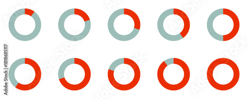 Circular Progress Icons Set,Loading Bar Percentage Indicators