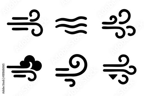 Wind different icons set. Simple design. Vector stock illustration.