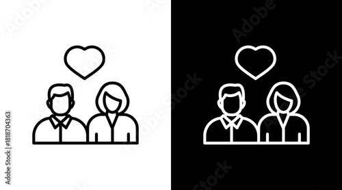 Couple Counseling White Icon Set Design