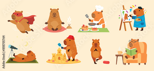 Adorable Capybaras Engaging in Various Fun Hobbies