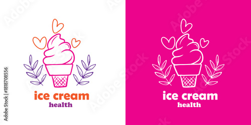 Cute Ice Cream Cone Logo for Sweet Shop Branding