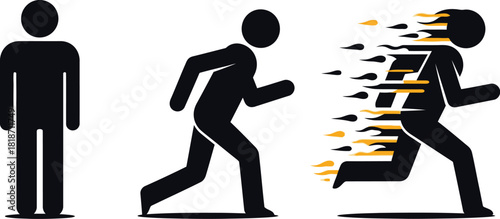 Stick figure running fast illustration vector speed concept motion graphic design development progress