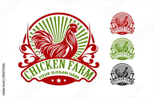 poultry chicken eggs farm abstract logo silhouette flat design vintage vector illustration