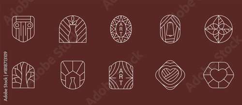 Artisanal Line Logo Collection. Handcrafted Emblems, Minimalist Icons and Monograms for Craft Brand