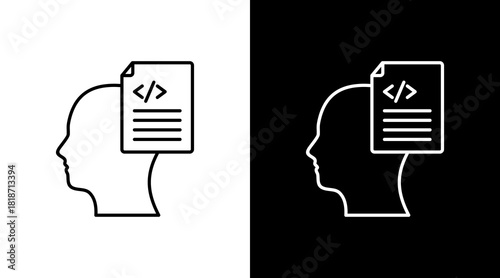 Data Logic White Icon Set Design