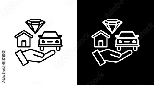 Asset Management White Icon Set Design