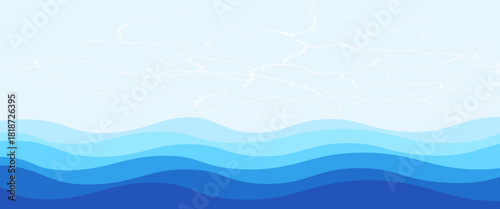 Sea waves layered vector background illustration and sea beach vector illustration.