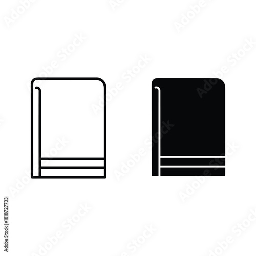 Folded towel icon set, outline and solid style, isolated on