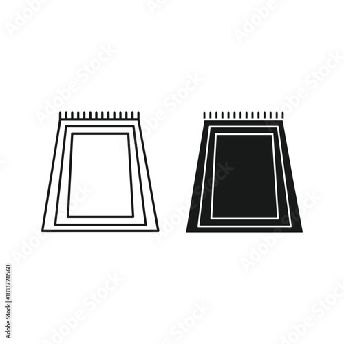 Two style icon set of prayer rug for muslim worship isolated on
