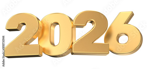 Luxurious Golden 2026 3D Text Isolated on Black Background for New Year Celebrations