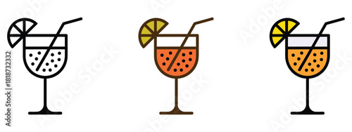 Drink, cocktail glasses icon vector. summer drinks menu, tropical vacation promotion symbol. vector illustration.