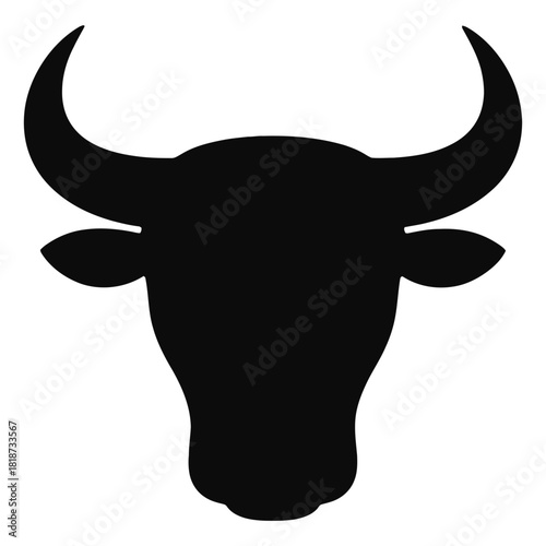 Bull head silhouette icon cattle livestock ranch logo taurus mascot symbol