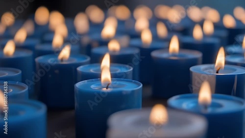 Atmospheric blue candle lights create a serene and calming ambiance perfect for meditation or remembrance