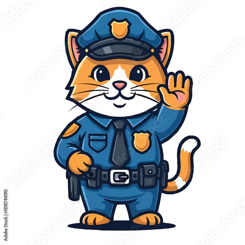 Cute Cartoon Cat Mascot Set of Different Professions Vector Illustration