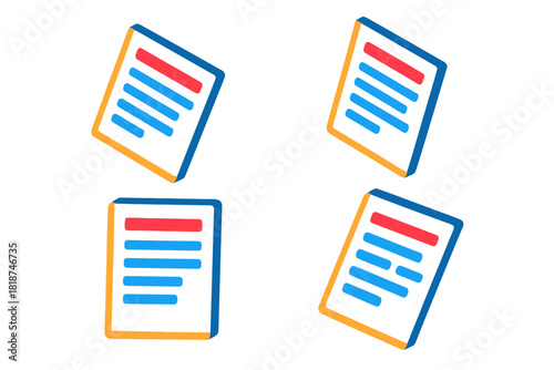 Emotional Tilt Analysis. Isometric vector illustration set Slant Analysis Samples: Rightward emotional tilt, leftward introverted