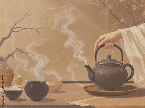 Celebrating Chinese New Year with a traditional tea pouring ceremony, an ancient cultural ritual