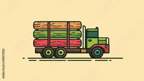 A Logging Truck Carrying Timber Through the Forest