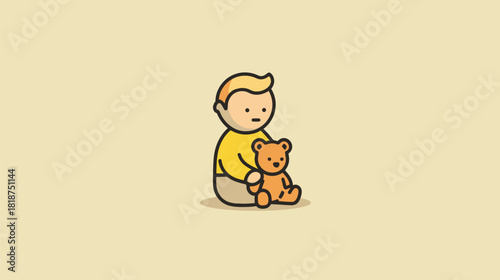 A Lonely Baby Sitting Alone Icon Illustration