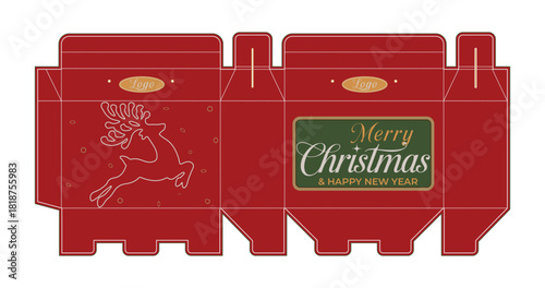 Printable gift box dieline layout design festive event packaging template