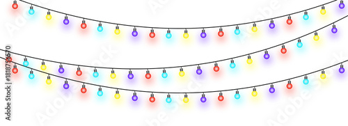 Multicolore twinkling fairy lights glow in soft amber. Golden garland loops around festive corner. Warm bulbs dangle on celebration wire. Holiday sparkle brightens the dark scene.
