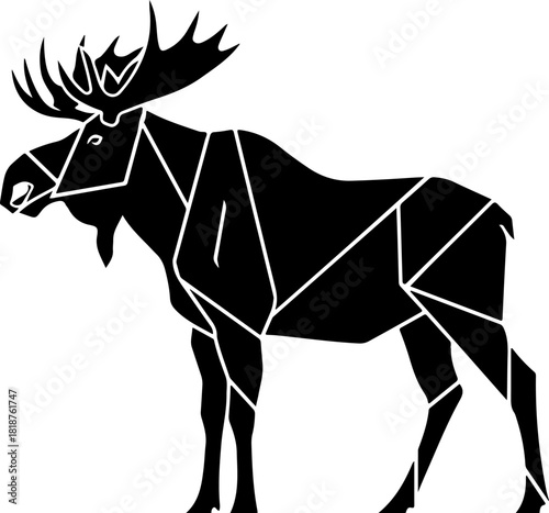 moose, elk, deer, wildlife, animal, forest animal, silhouette, black silhouette, vector, svg, clipart, woodland, wild, nature, nordic, canada, alaska, antlers, big antlers, mammal, rustic, outdoor, wi