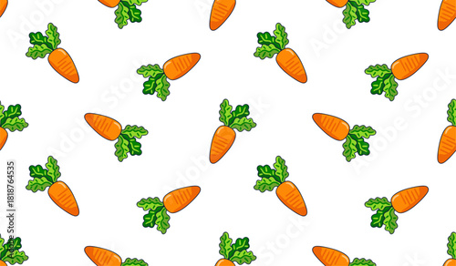 Seamless pattern with carrot, vector illustration of vegetable, healthy vegan food wallpaper