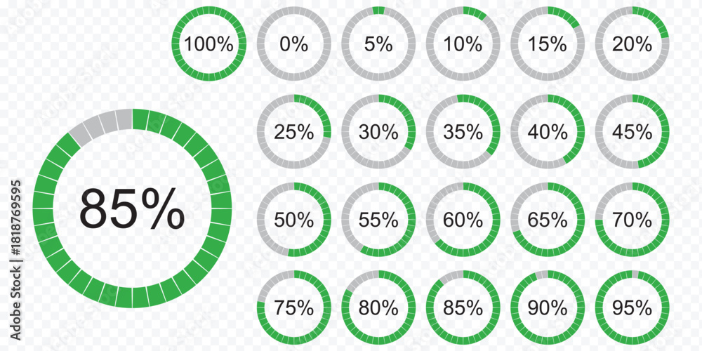 Fotografie Infographic circle with percentage 0 to 100 loading progress interface vector design