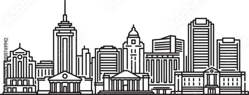 Kansas city missouri skyline linear style vector illustration on transparent file