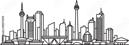 Kuala lumpur skyline silhouette vector illustration city in malaysia