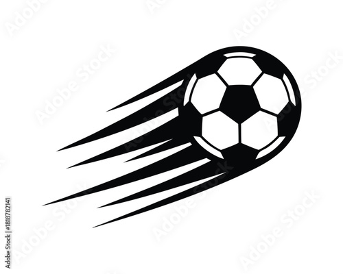 Stylized soccer ball with speed lines illustrating dynamic motion and fast game play