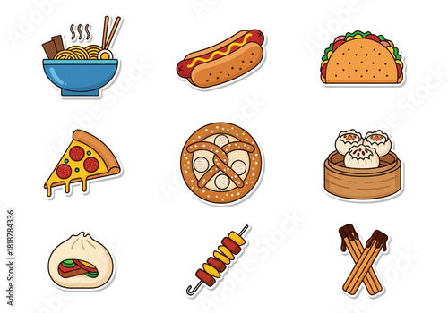 Assortment of Delicious Food Stickers for Cravings and Culinary Adventures