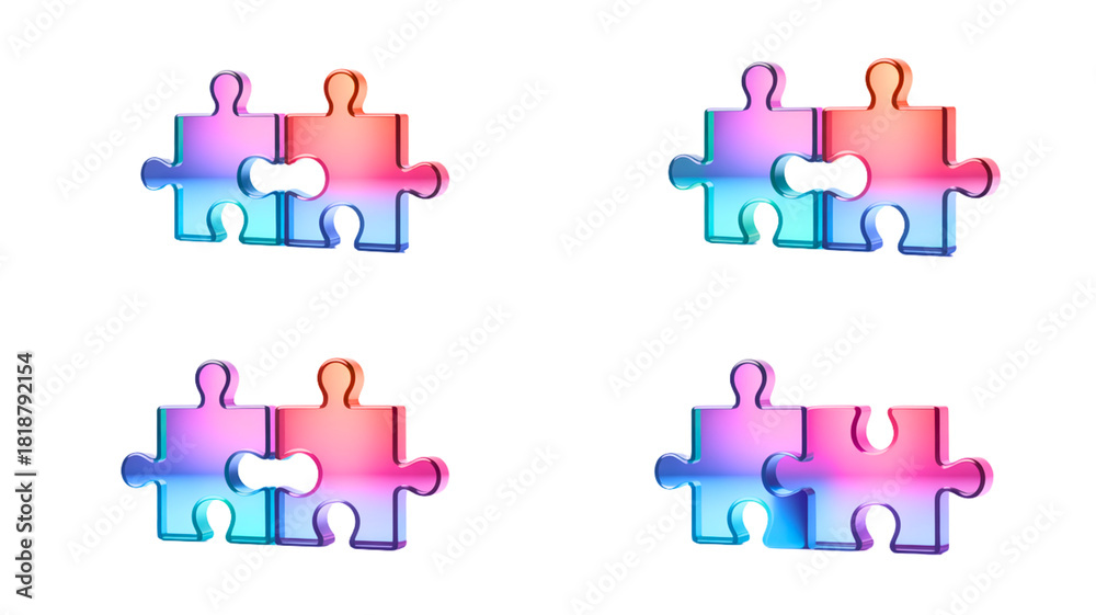 Naklejka premium Connected Puzzle Pieces Symbolizing Teamwork Collaboration Unity and Problem Solving with Vibrant Colors