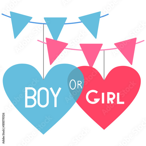Gender Reveal Boy or Girl Heart Banners