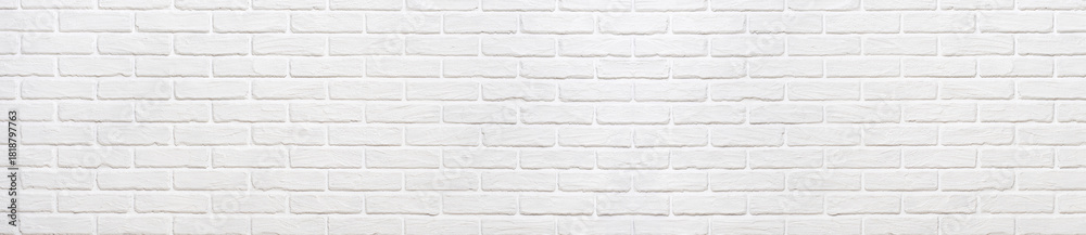 Fototapeta premium White brick wall background with symmetrical pattern and realistic texture for modern interior decor