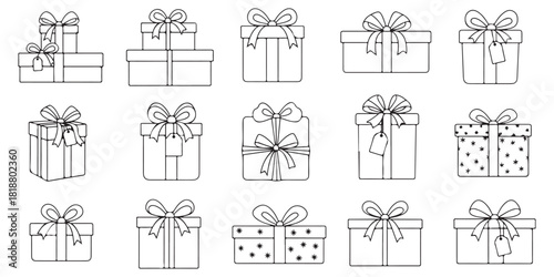 Six cute snowman drawing set isolated on white background