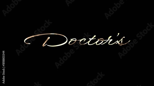 Happy Doctors Day Handwritten animated text in gold color on the black background. Lettering concet video with text Happy Doctors Day

