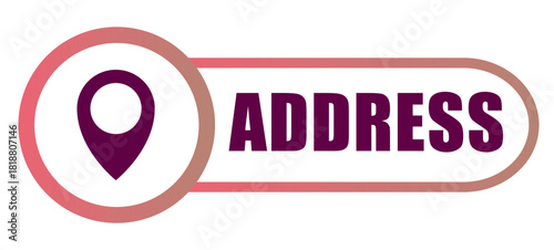 Address location pin. Contact details symbol. Pink gradient button. Vector geolocation tag.