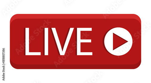 Live streaming button. Broadcast status icon. Video online Vector. Red signal illustration.